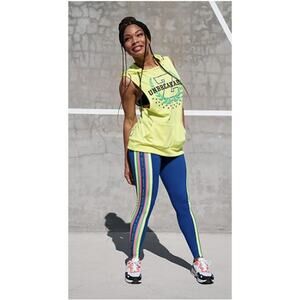 Zumba For Zumba Lovers High Waisted Ankle Leggings Surfs Up Blue Size Medium